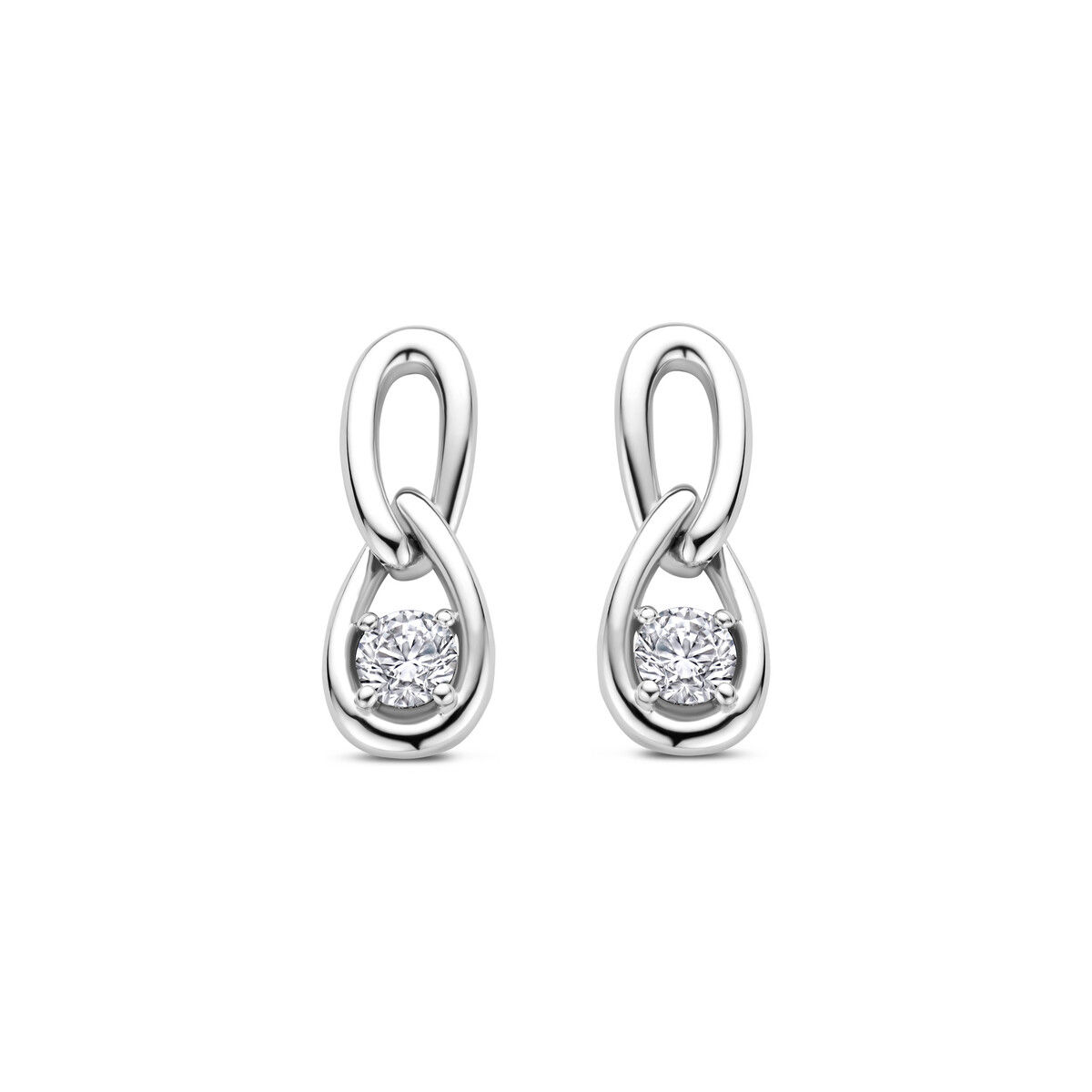 Boucles d'oreilles pendantes en argent rhodié et zirconiums Naiomy