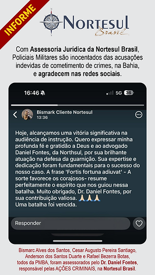 Card vitória Dr. Daniel Fontes - caso CESAR AUGUSTO PEREIRA SANTIAGO - BISMARC ALVES DOS S