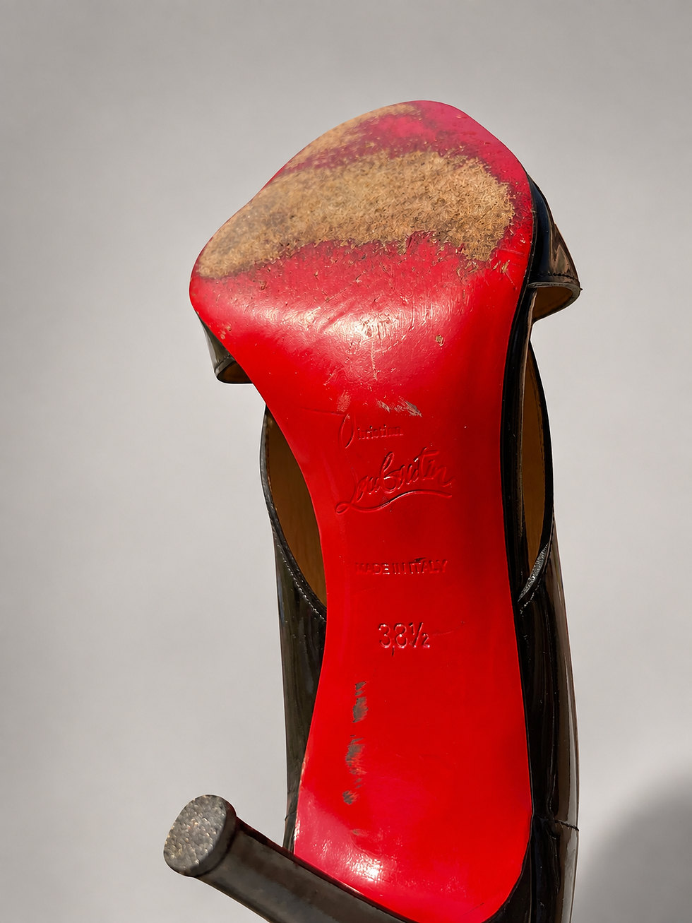 Thumbnail: Christian Louboutin Crève Coeur 100 Pumps UK 5.5 underside showing worn signature red outsole