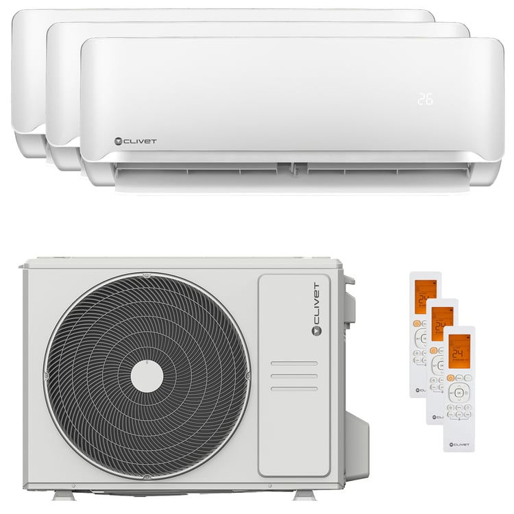 Miniatura: Condizionatore Clivet Essential 2 trial split 9000+9000+12000 BTU inverter A++ u