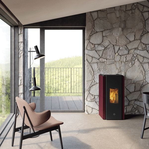Thumbnail: Stufa a pellet EK63 ZONE80 - gruppo Edilkamin - 7,6 kW ad aria Bordeaux