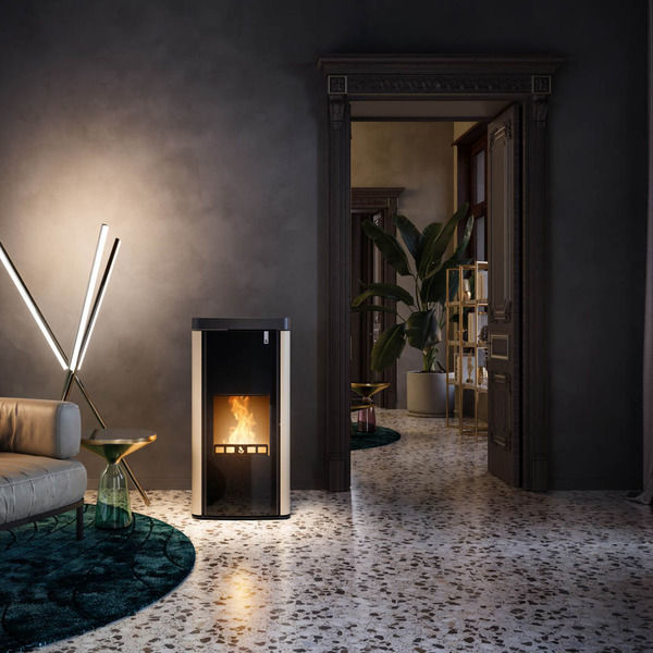 Thumbnail: Stufa policombustibile Girolami Soft 18 avorio 17 kW idro + kit acs
