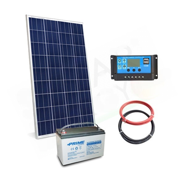KIT SOLARE PRO 80W 12V – MODULO 80W / REGOLATORE 10AH / BATTERIA 100AH / CAVI