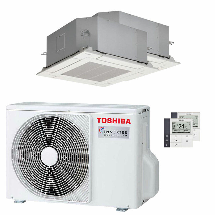 Miniatura: Condizionatore Toshiba Cassetta compatta U2 a 4 vie dual split 9000+9000 BTU inv