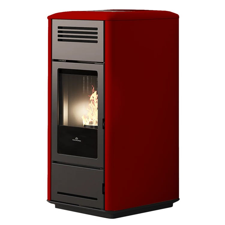 Thumbnail: Stufa a pellet Edilkamin Milla H 15 Up bordeaux 15 kW ad acqua wifi