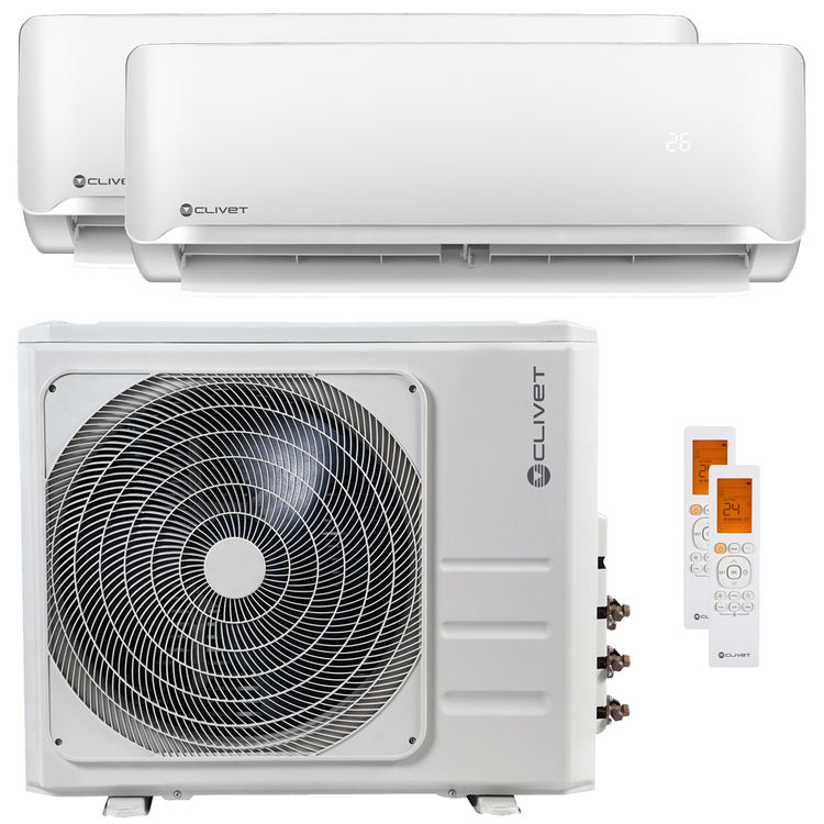Thumbnail: Condizionatore Clivet Essential 2 dual split 12000+24000 BTU inverter A++ unità 