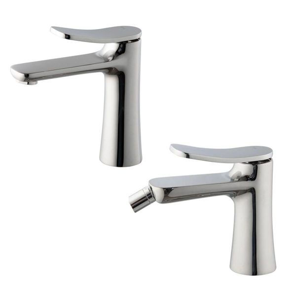 Set miscelatori lavabo e bidet Fima Carlo Frattini Flò cromo monocomando