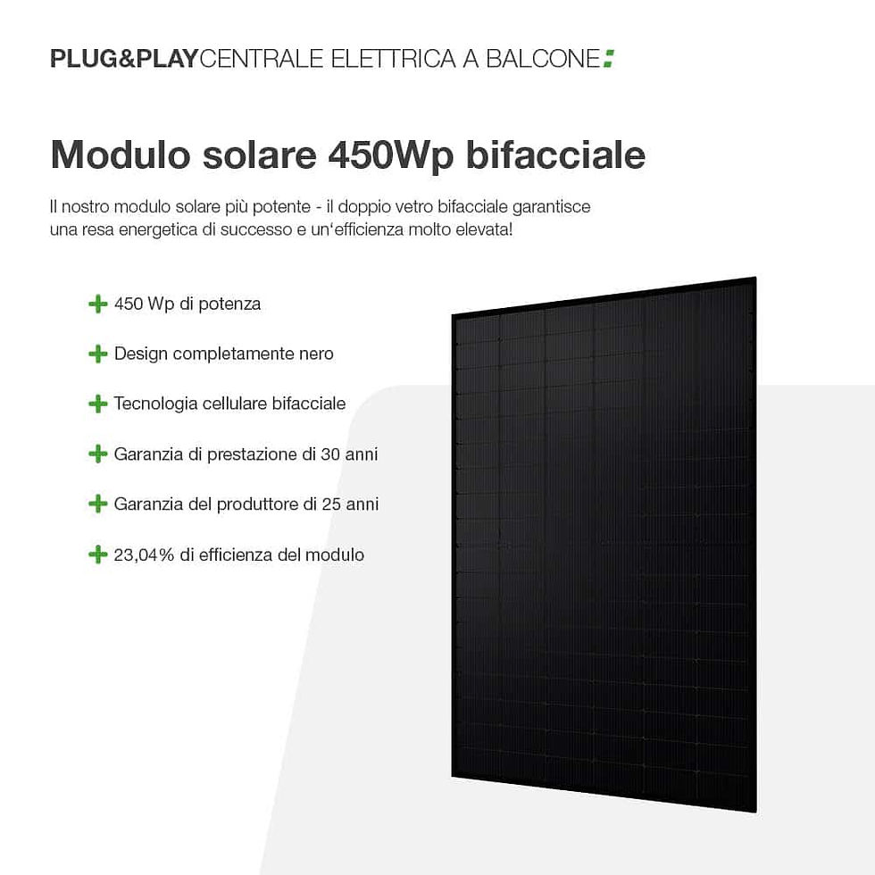Thumbnail: Centrale elettrica a balcone Basic 450/400 nero bifacciale