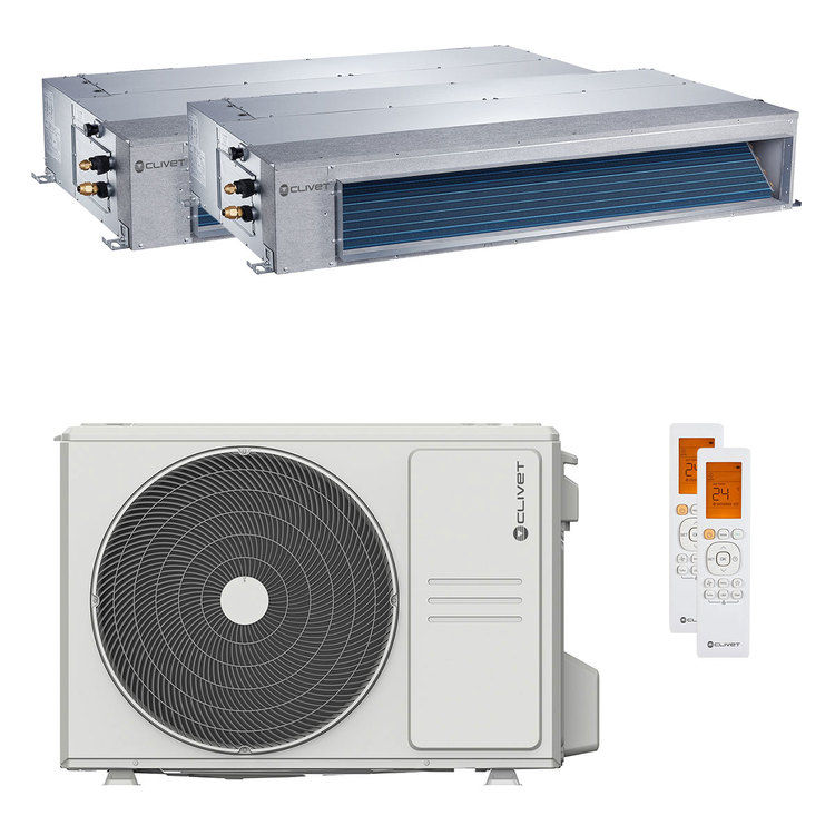 Miniatura: Condizionatore canalizzabile Clivet DUCT 2 dual split 9000+12000 BTU inverter A+