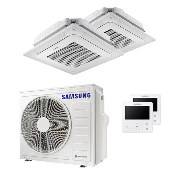 Condizionatore Samsung Cassetta Windfree 4 vie dual split 12000+18000 BTU invert