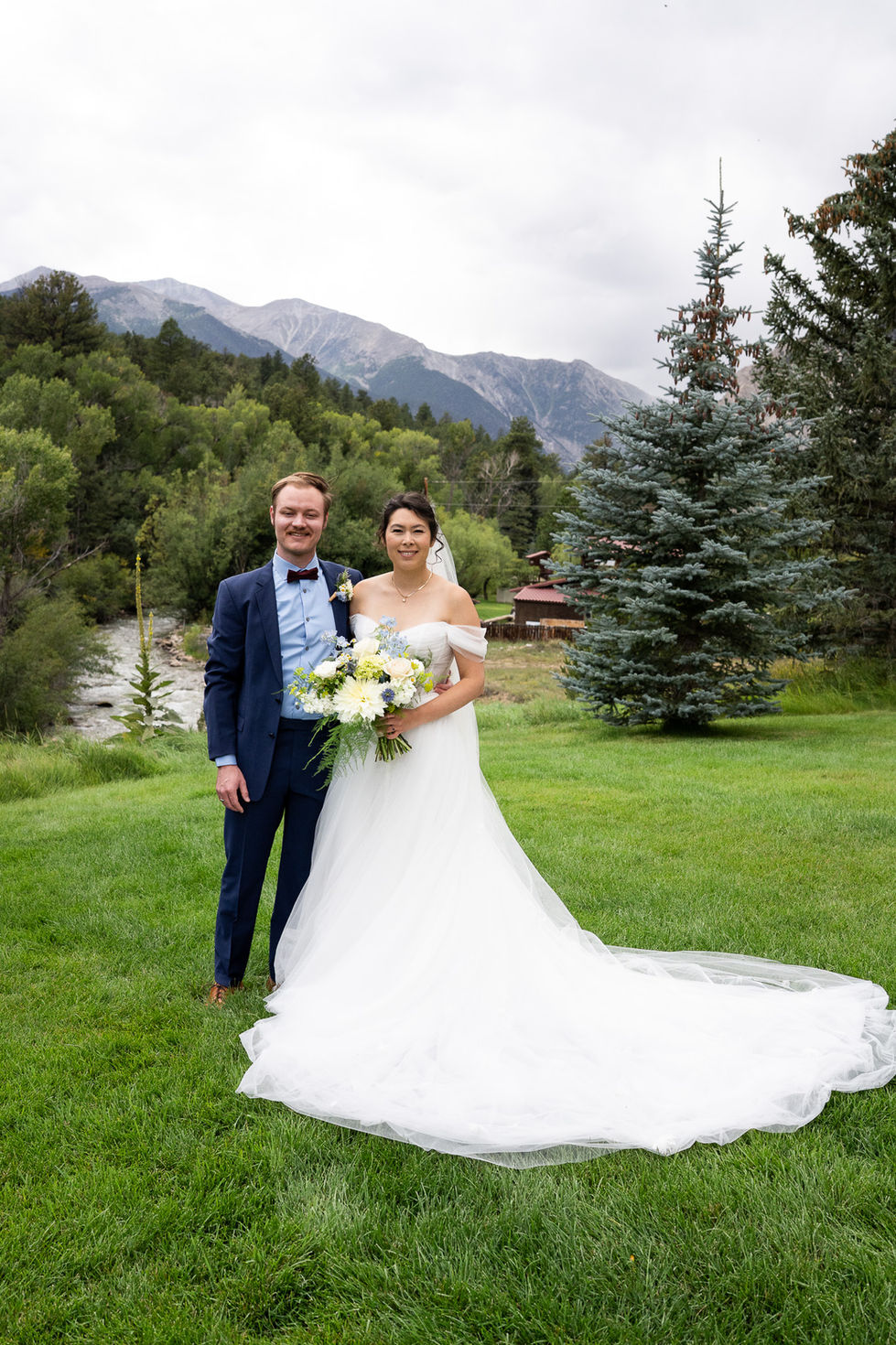 bride and groom formal portrait for Colorado mountain wedding — wedding photography by Shutter & Sojourn