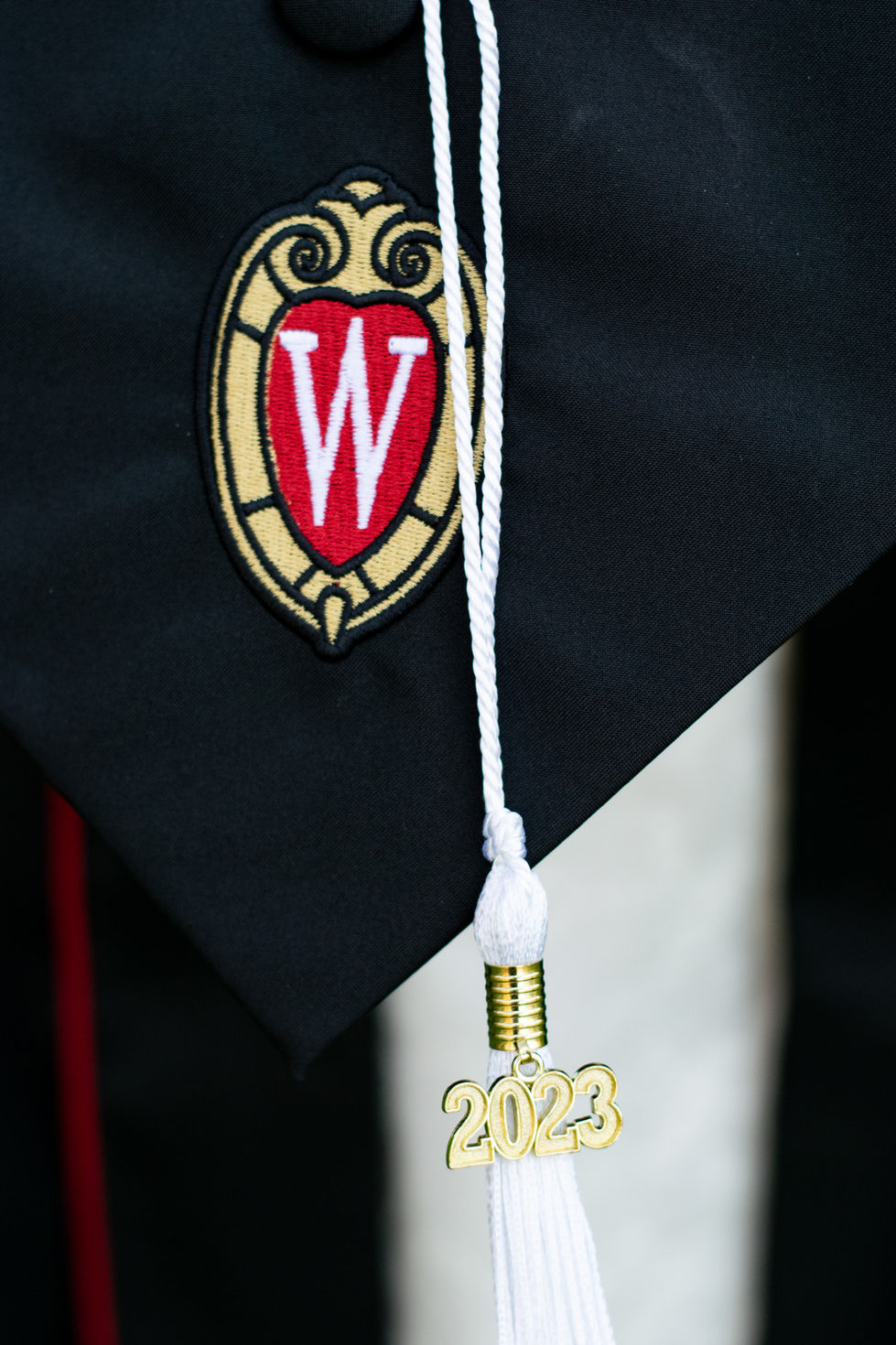 close up of cap and tassel for university of Madison - Wisconsin class of 2023