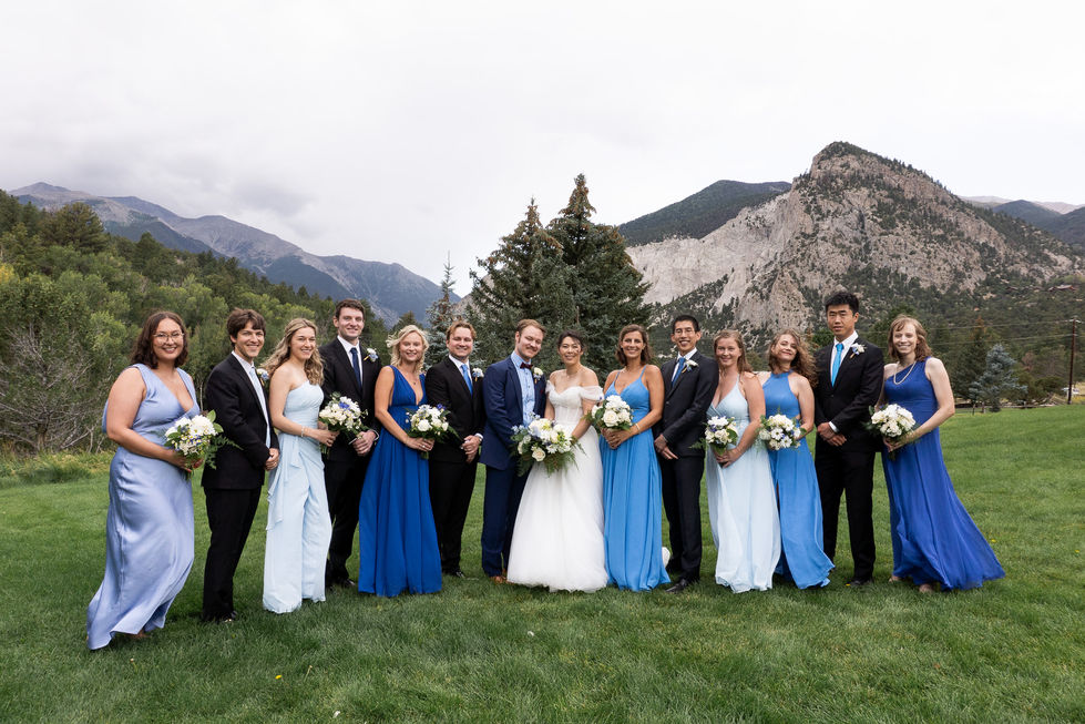 bridal party at destination mountain wedding Colorado Springs — wedding photography by Shutter & Sojourn
