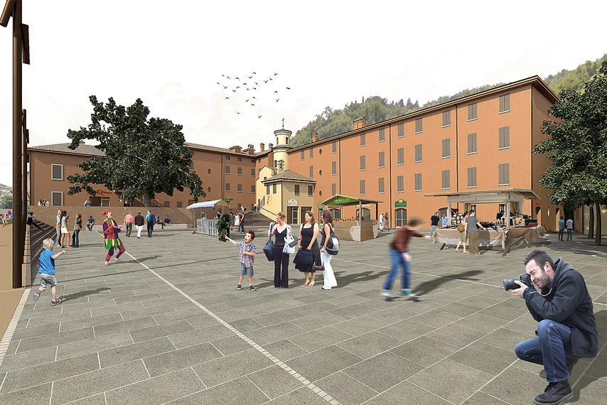 Progetto della piazza di Case Bonazzi a Calderino