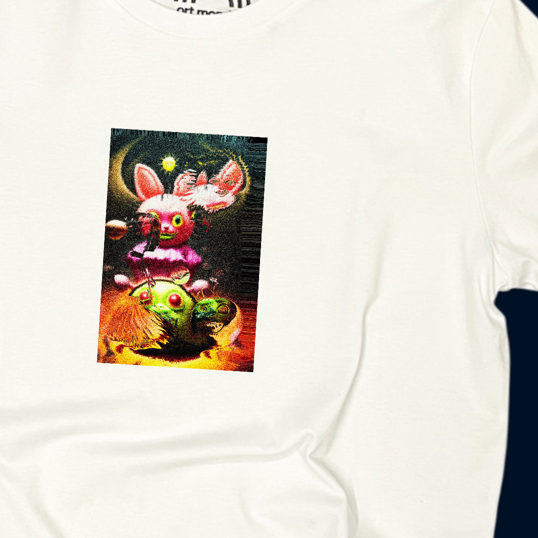 RABBIT GLiTCH - WHITE T-SHIRT. BOB PETRA