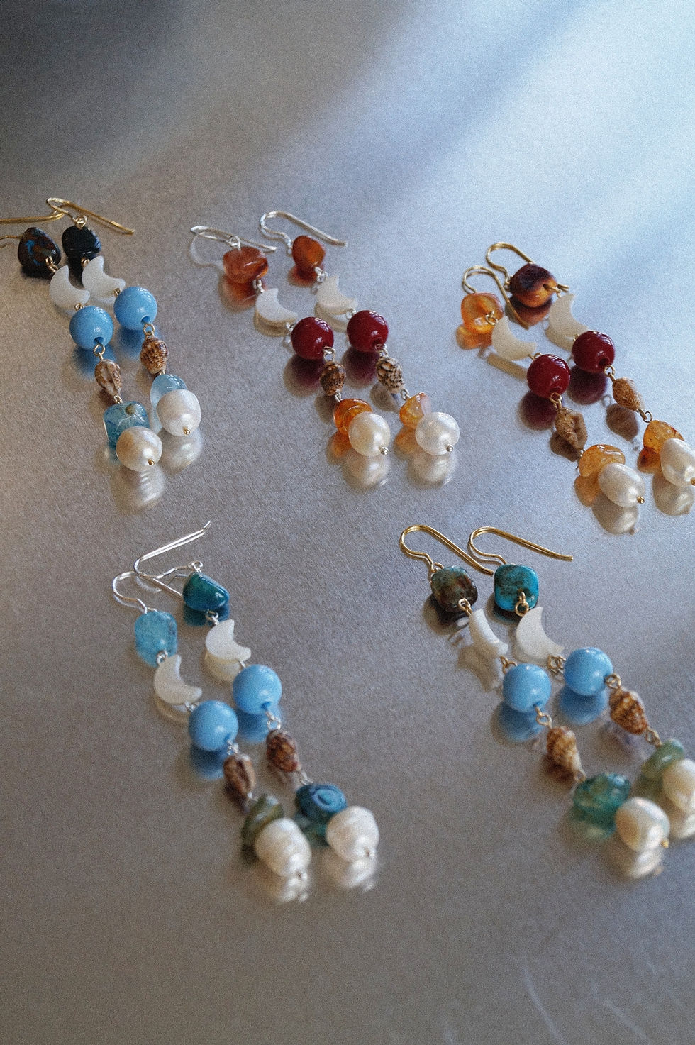 Miniatura: Pendientes Deriva Celeste Plata