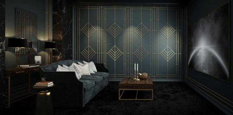 Dark blue livingroom