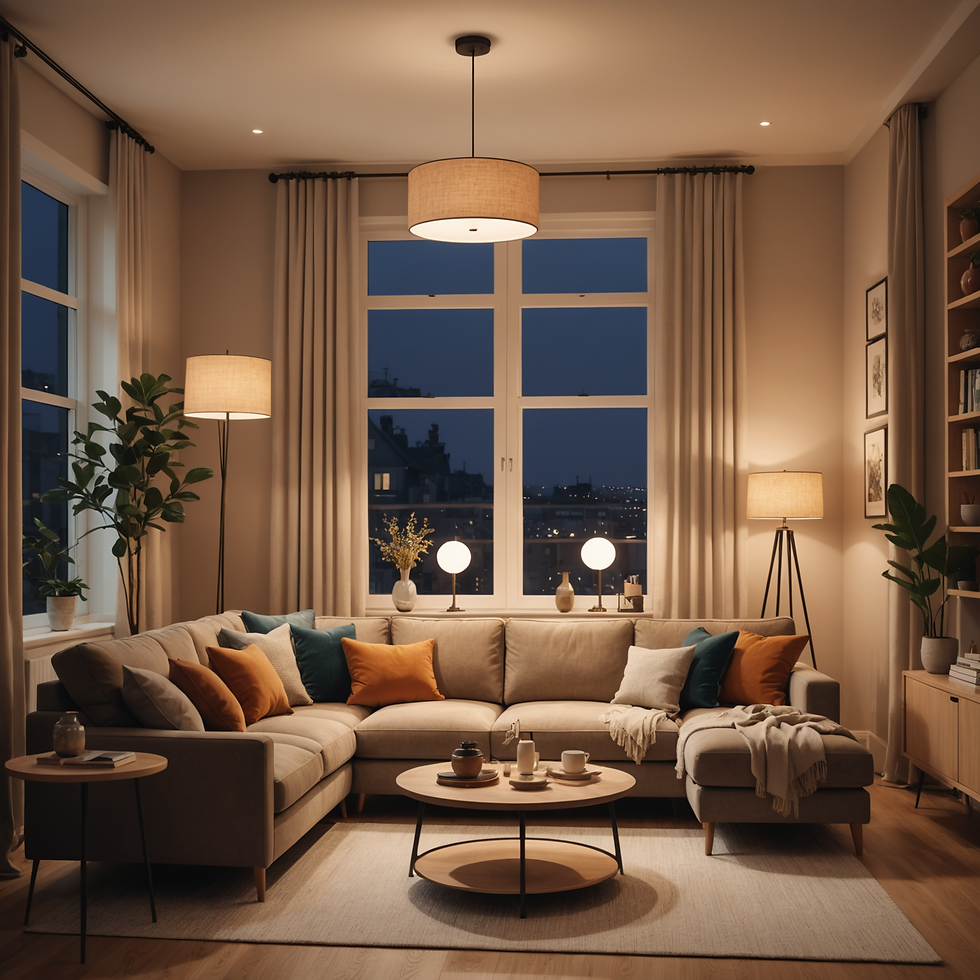 Evening mood light in a small contemporary city apartment