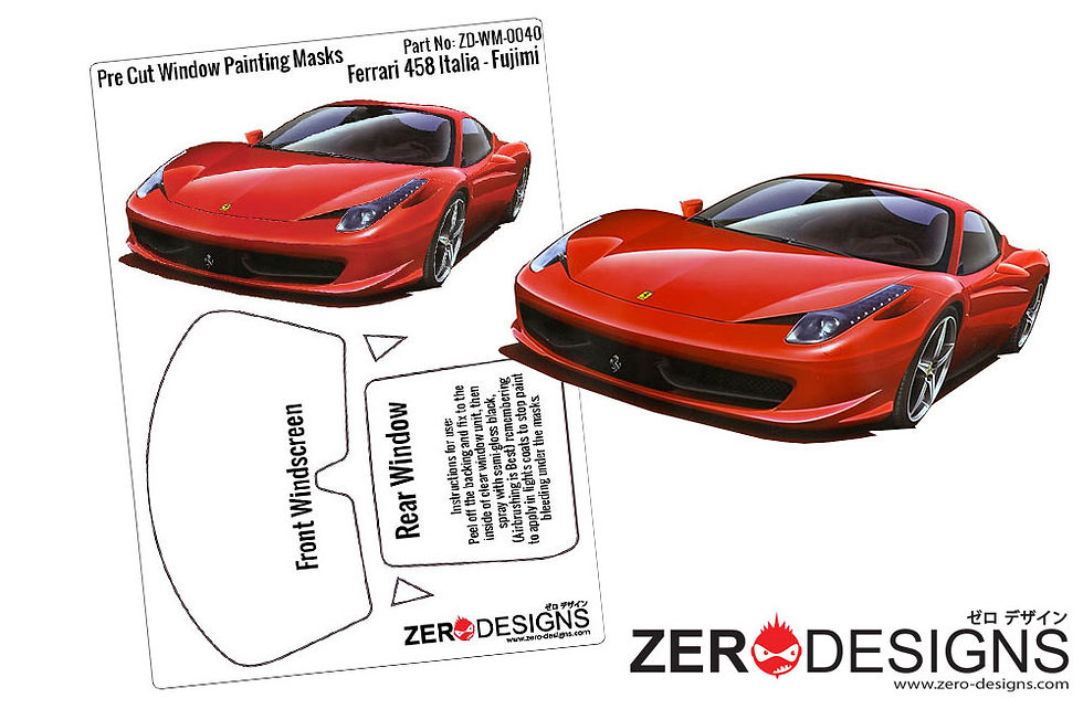 Ferrari 458 Window Painting Masks