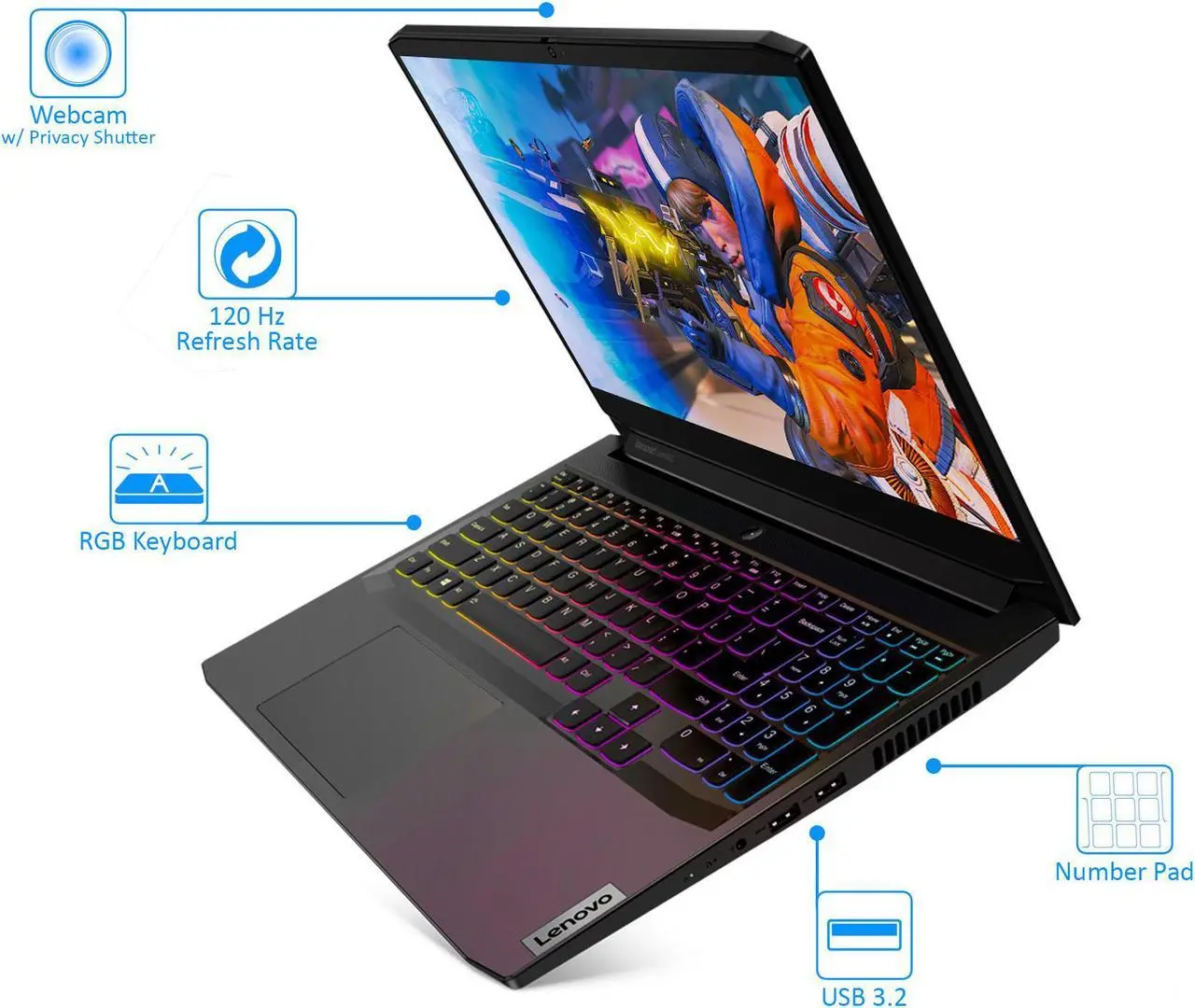 IdeaPad 3i Gaming Laptop side view