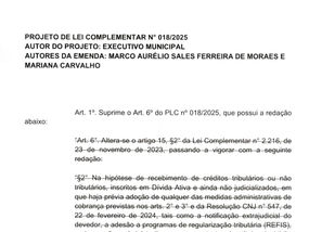 Vereadores vão votar emenda que retira ou não aumento para população de débito na Prefeitura de até R$ 10 mil