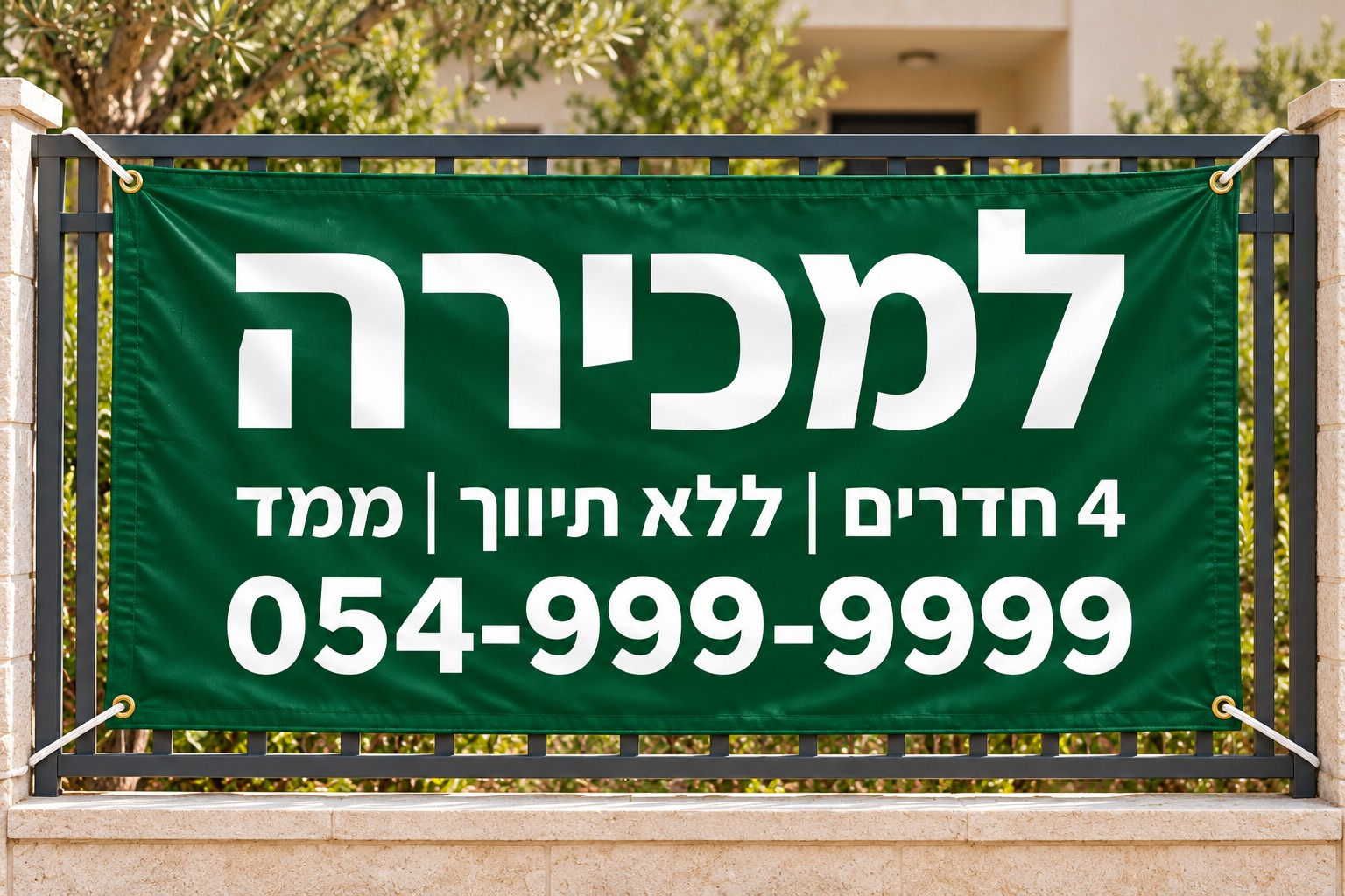 הדפסת שלט למכירת דירה בגודל 120 על 80 ס"מ