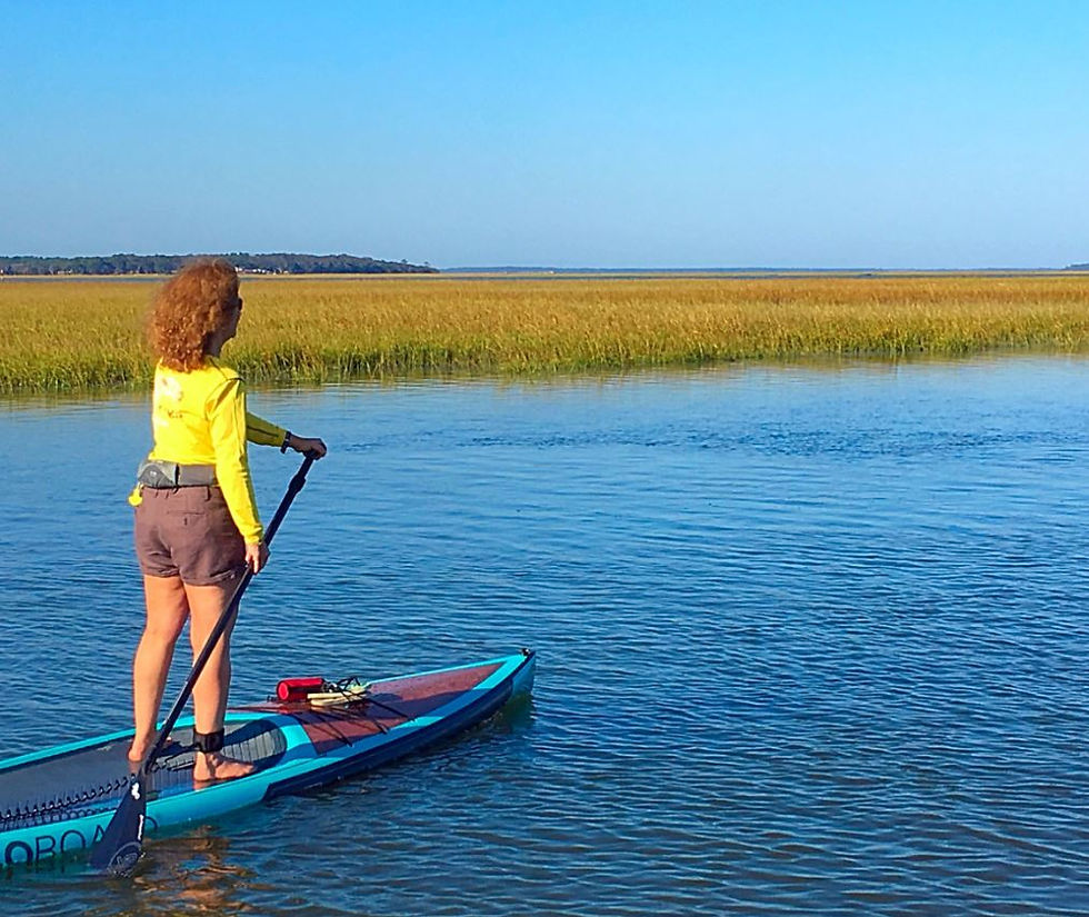 paddle board on flat water of Amelia Island