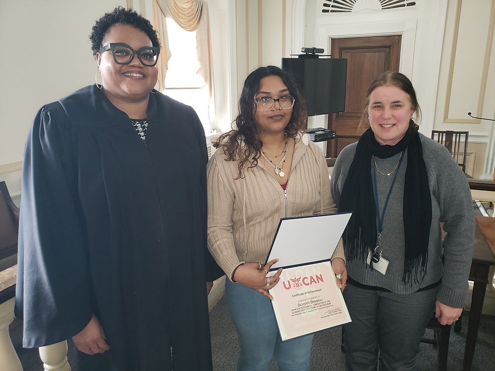 Photo: Schenectady City Judge Teneka Frost with Probation Officer Carrie Schnoop and graduate.