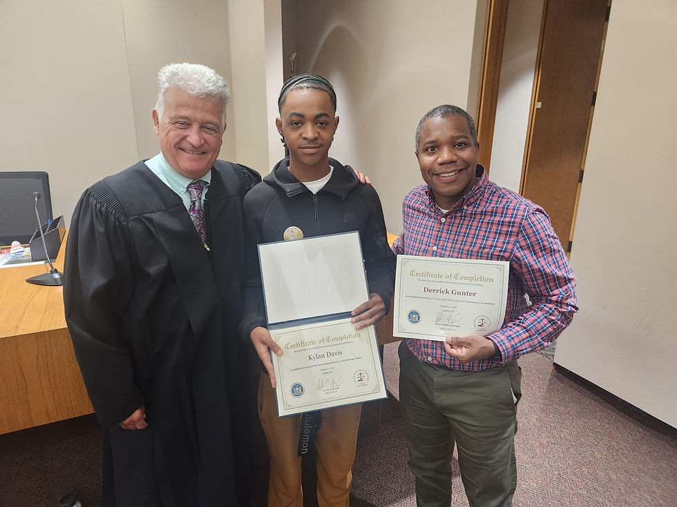 Photo of Buffalo City Judge Andrew LoTempio with mentor and another successful U-CAN graduate