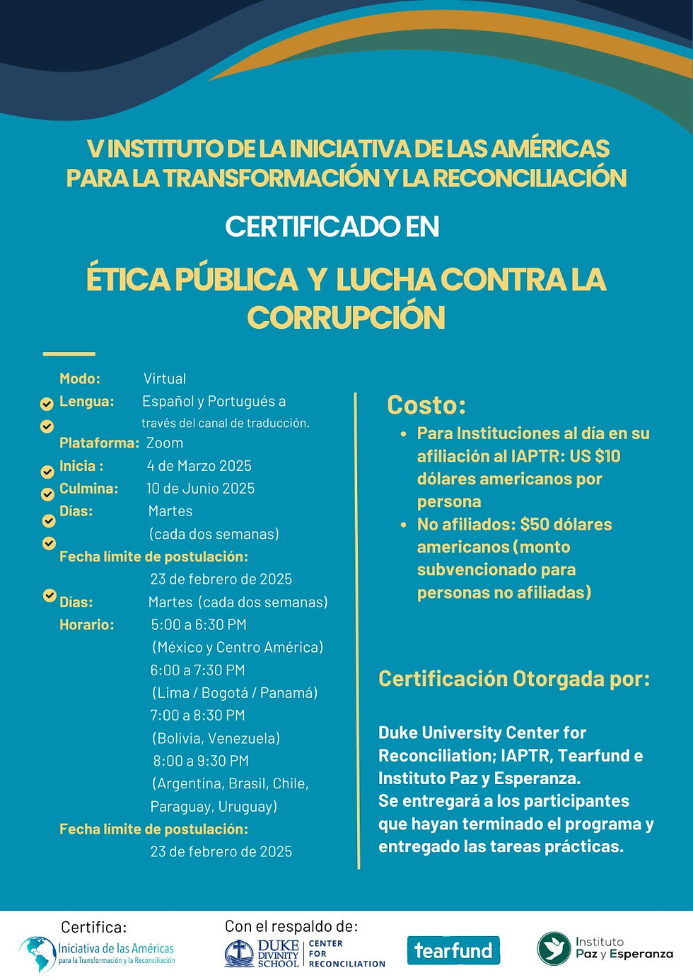 El V Instituto de las Americas comienza el 4 de marzo.