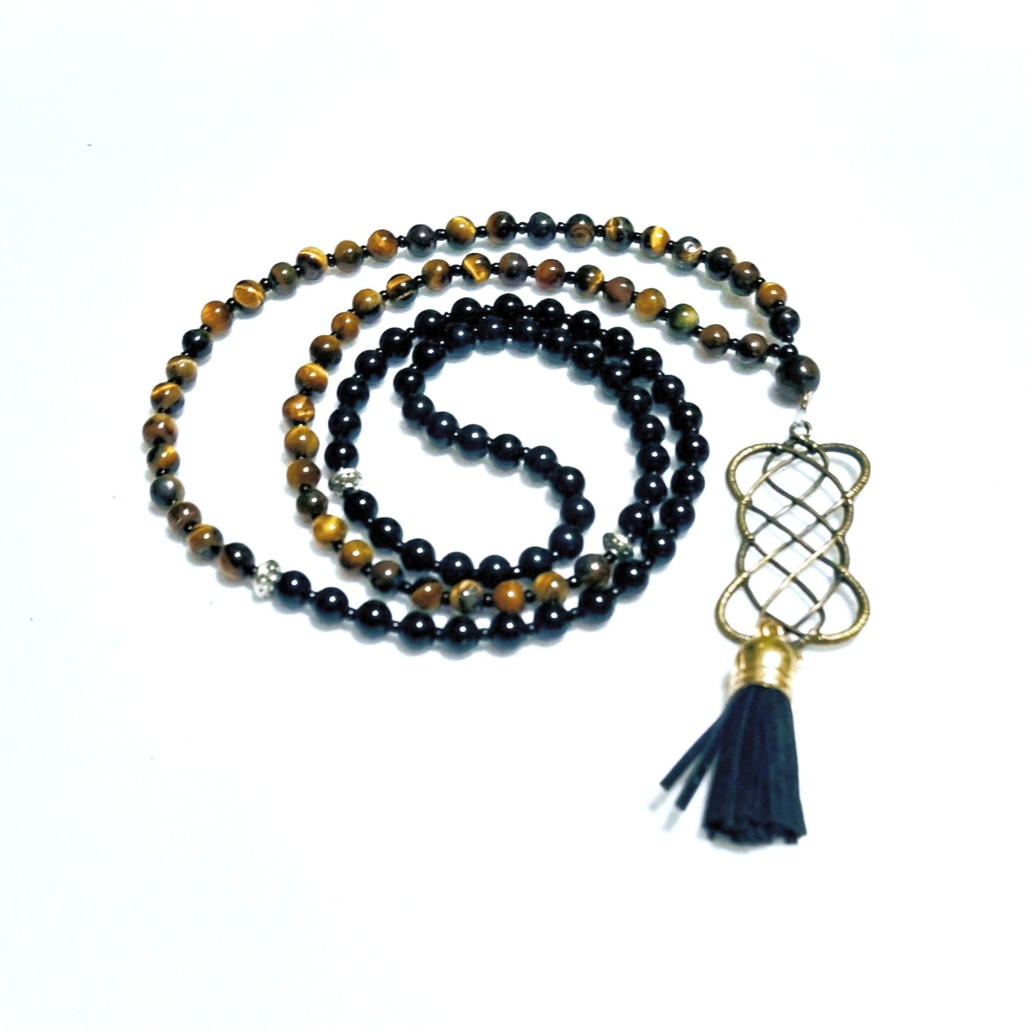 Japa Mala Ojo de Tigre y Cristal