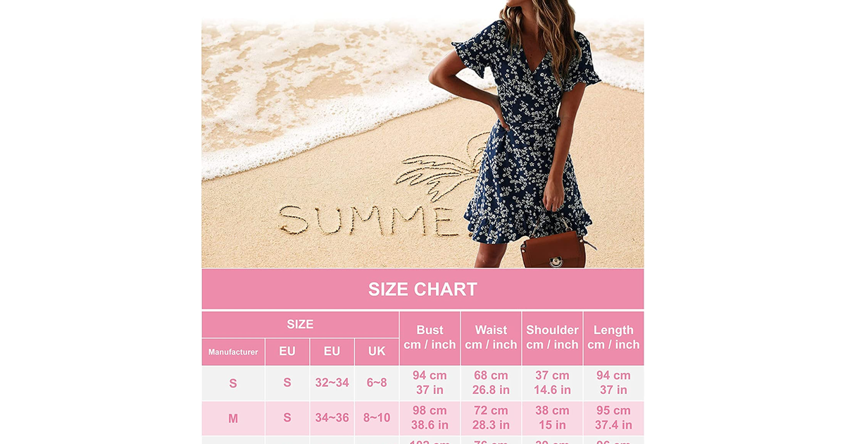 TOPLAZA Beach Dress Women Chiffon V Neck Flower Print Short Sleeves