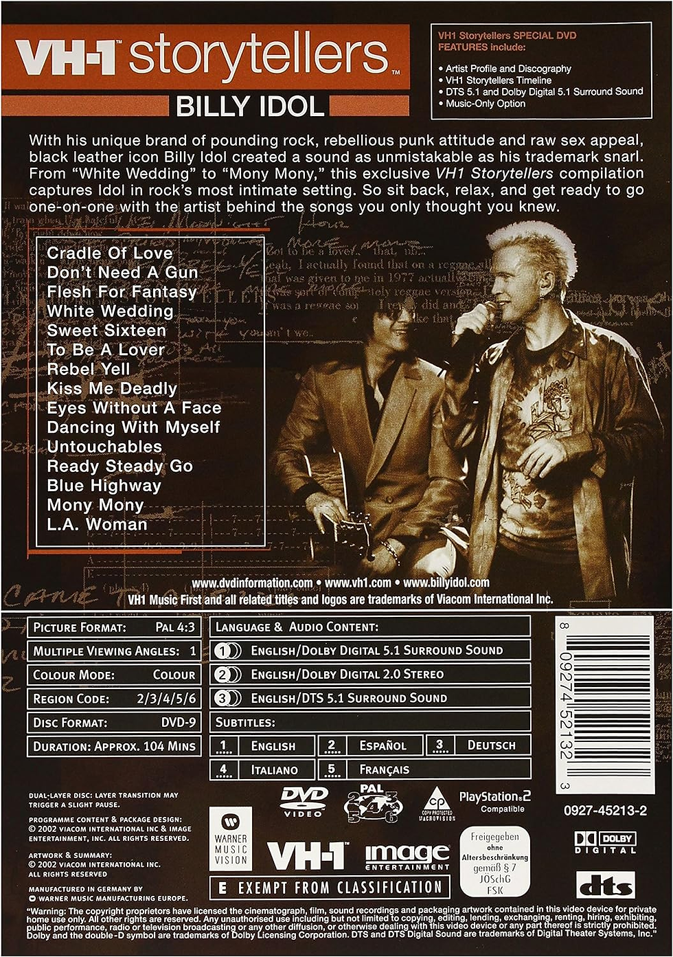 Thumbnail: Billy Idol: Storytellers [DVD] [2002] New
