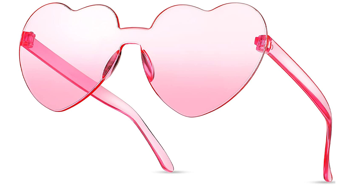 Heart Shape Sunglasses Rimless Transparent Glasses Love Candy Color Glasses Part