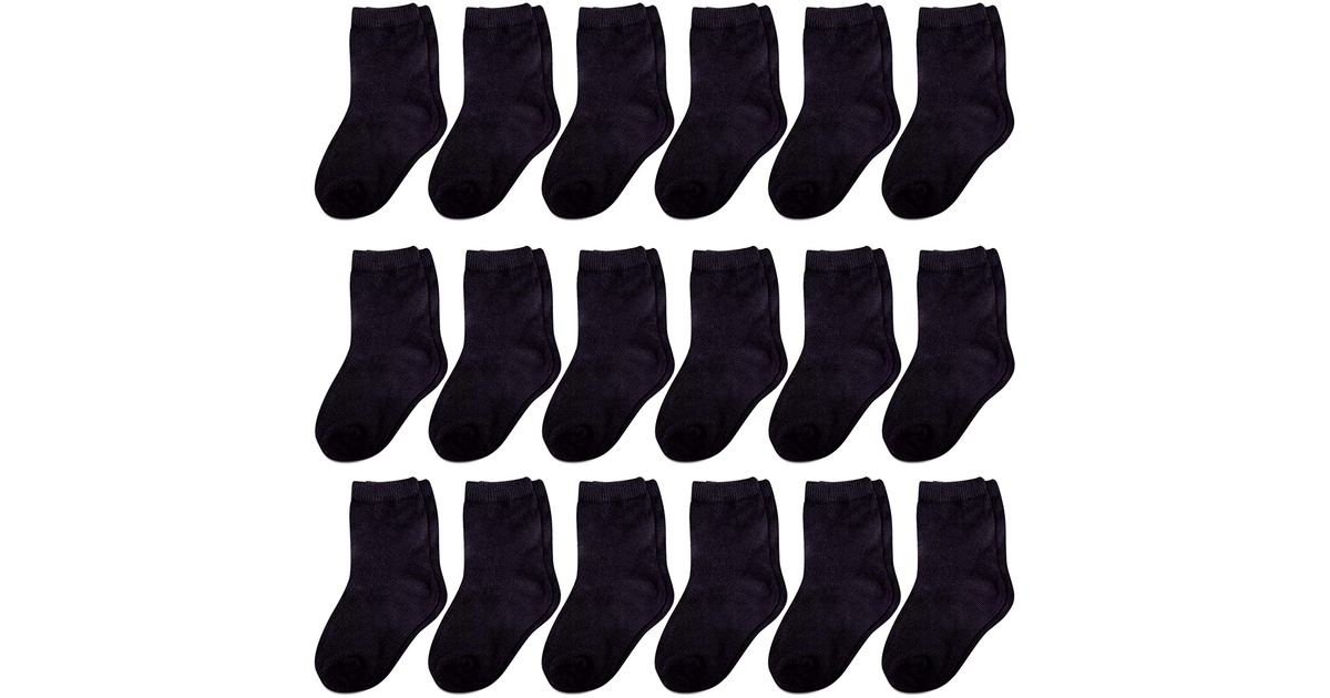 Duufin 18 Pairs Toddler Socks Kids Mid Cut Half Cushion Socks Breathable Unisex