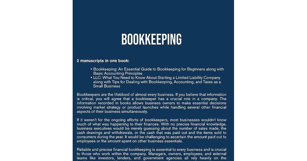 Thumbnail: Bookkeeping: a Guide to Bookkeeping for Beginners and Basic Accounting Principle