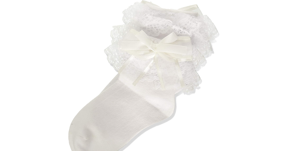 Thumbnail: Baby/Girl Pack of 2 WHITE Super Soft Lace Frilly Ankle Socks Age 1 2 3 4 5 6 7