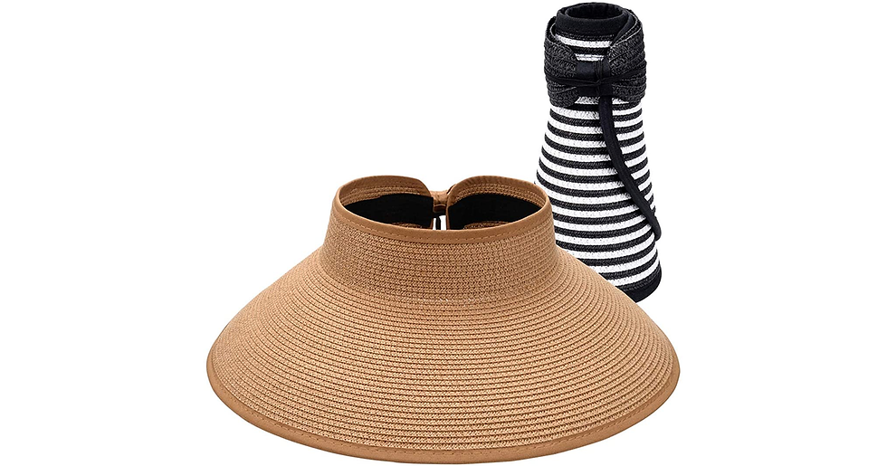 Thumbnail: Maylisacc Rollable Ladies Wide Brim Straw Sun Visor Hat, Foldable Summer Topless