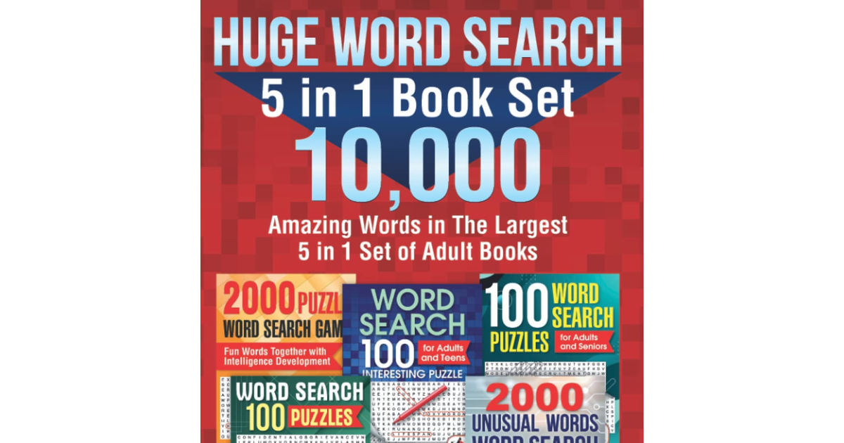10,000 Amazing Words in the Largest 5 in 1 Set of Adult Books: Huge Word Search