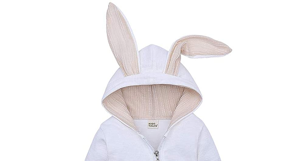 Thumbnail: Kids Tales Newborn Baby Winter Warm Outfits Cute Rabbit Ear Hooded Zipper Romper