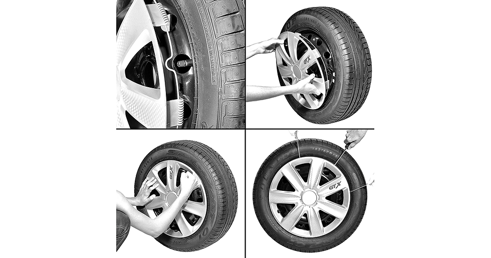 Thumbnail: Versaco Car Wheel Trims GTXCARBLK14 - Black 14 Inch 7-Spoke - Boxed Set of 4 Hub