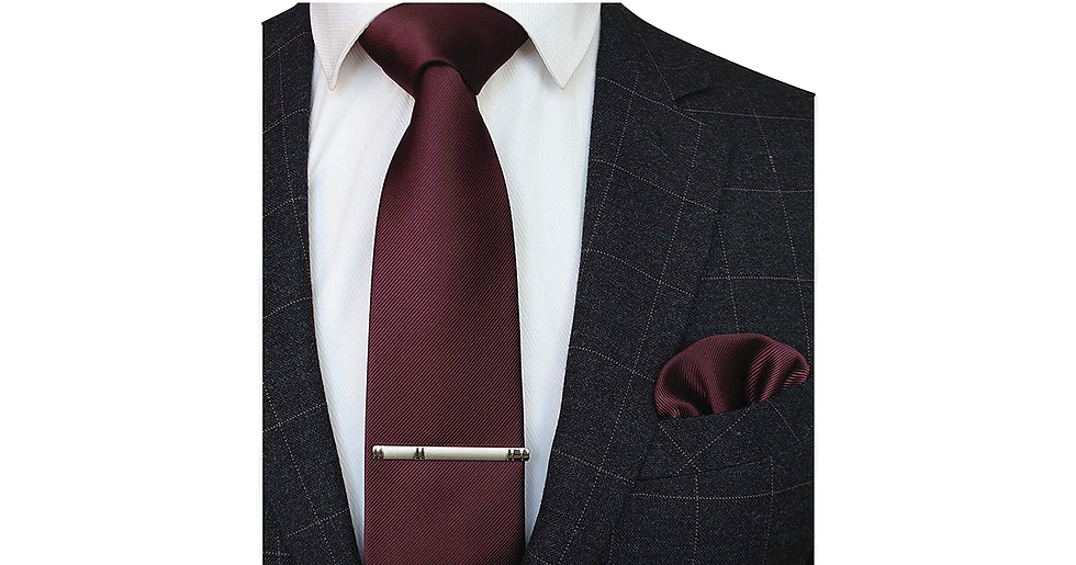 Thumbnail: RBOCOTT Solid Color Tie and Pocket Square, Tie Clip Set for Men