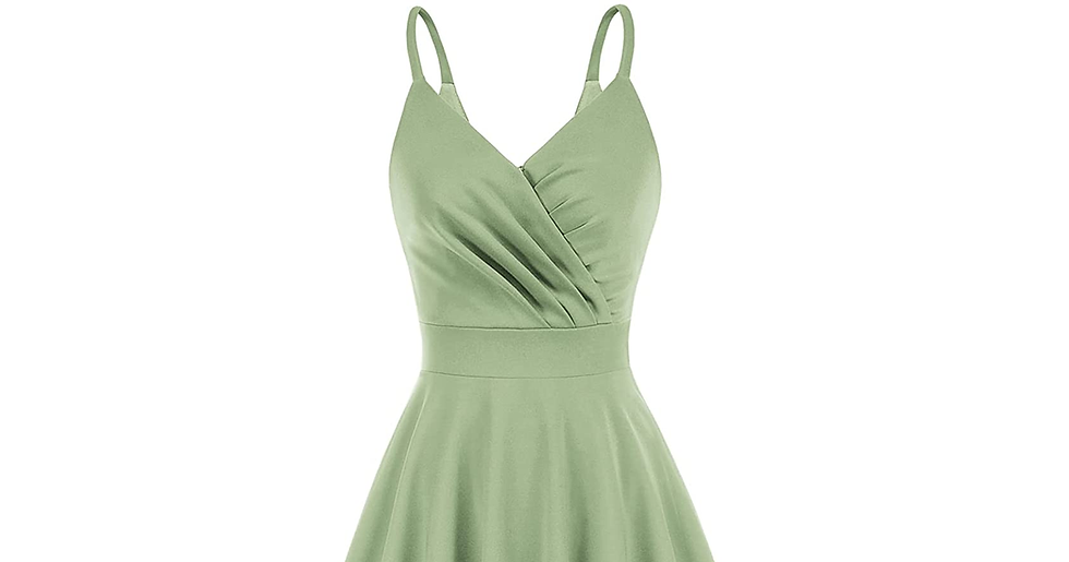 Thumbnail: GRACE KARIN Women Retro V-Neck Spaghetti Dress A-Line Flared Party Prom Cami Dre