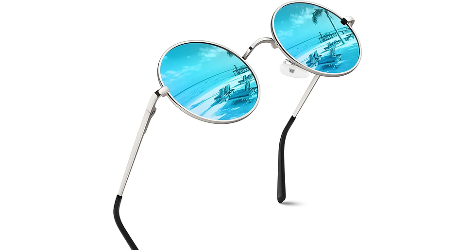 Thumbnail: GQUEEN Classic Lennon round Polarized UV400 Protection Sunglasses with Vintage C