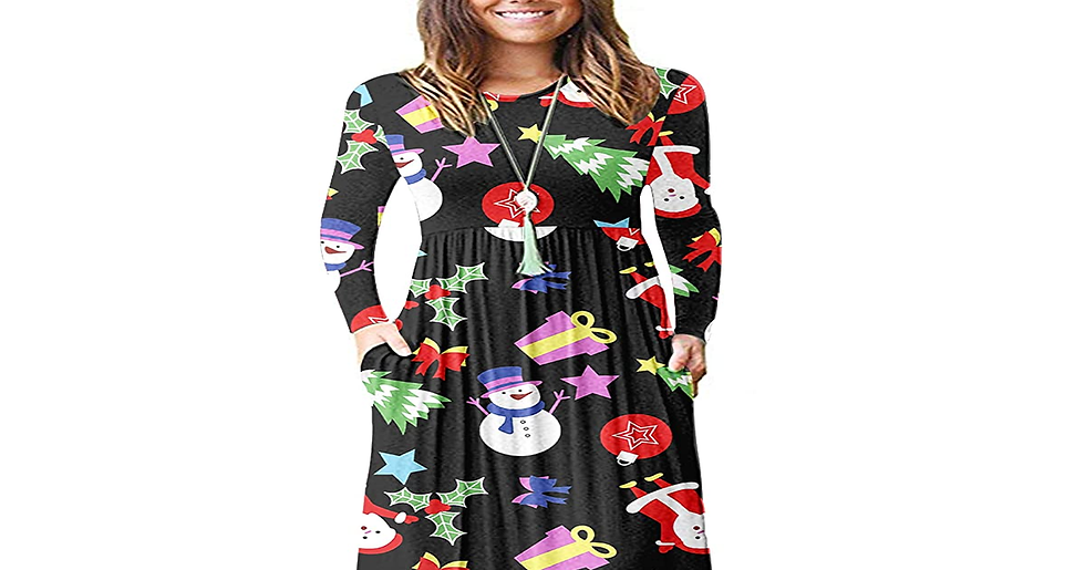 Thumbnail: AUSELILY Women Long Sleeve Loose Plain plus Size Maxi Dresses Casual Long Dresse