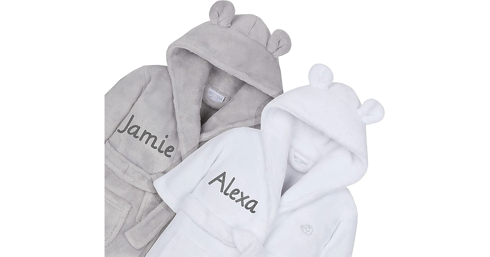 Thumbnail: Personalised Embroidered Baby Bath Robe Dressing Gown Soft Gift Pink/Blue/White 