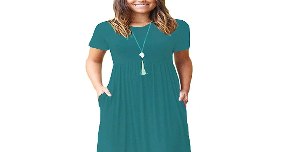 Thumbnail: GRECERELLE Womens Maxi Dress Ladies' Summer Casual Short Sleeve Long Dresses wit
