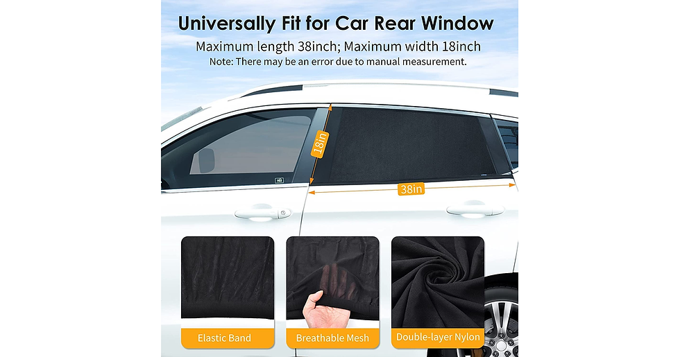 Thumbnail: JELLYBABABABY Car Window Shades - Blocks UV Rays - Covers Rear Side Windows - Pr