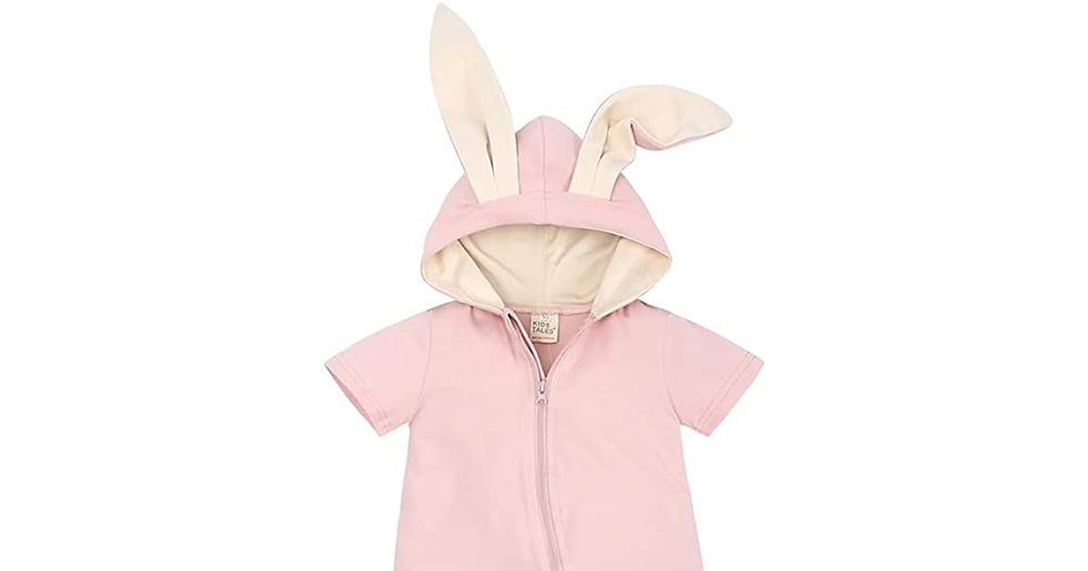 Thumbnail: Kids Tales Newborn Baby Winter Warm Outfits Cute Rabbit Ear Hooded Zipper Romper