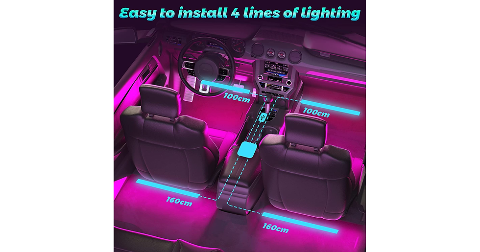 Thumbnail: Winzwon Car LED Interior Lights, 4 Pcs Car LED Strip Light Car Accessories with 